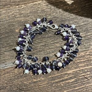OOAK Handmade Cha Cha Bracelet | Sterling Silver, Pearl, Glass, Amethyst